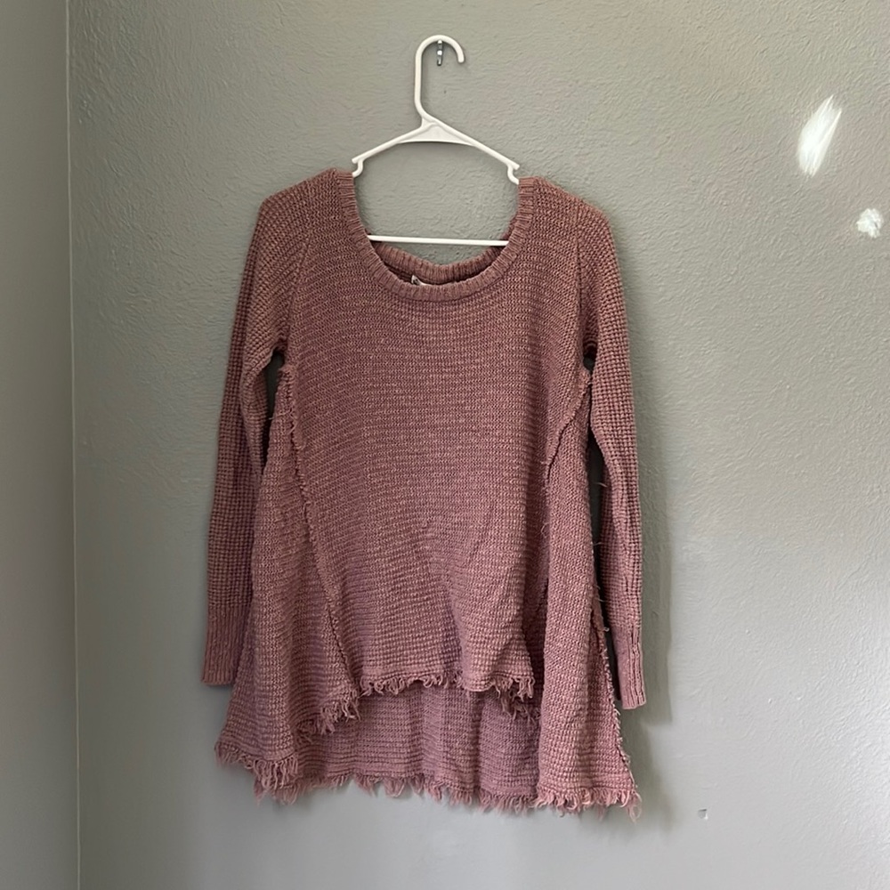 Kaisley, dust rose, asymmetrical sweater.